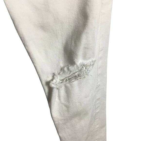AGOLDE Isabel Mid Rise Prism White Distressed Raw Hem Slim Straight Jeans sz 27 - Picture 8 of 13
